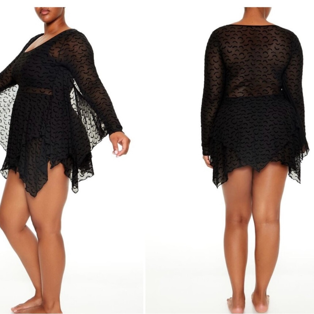 Sheer Batwing Slip Dress